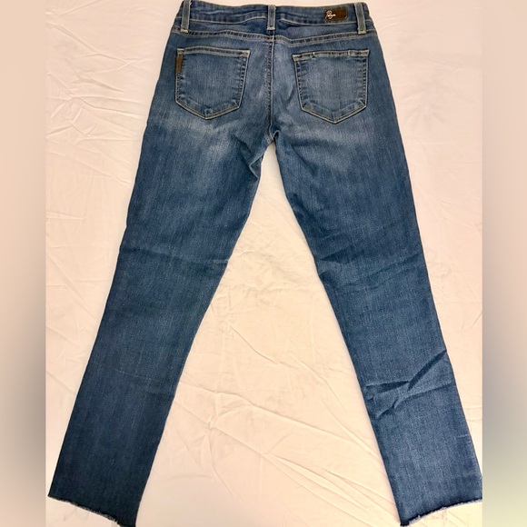 Paige Peg Skinny Jeans Size 26 Raw Hem Frayed Stretch Denim Medium Wash - Picture 5 of 8